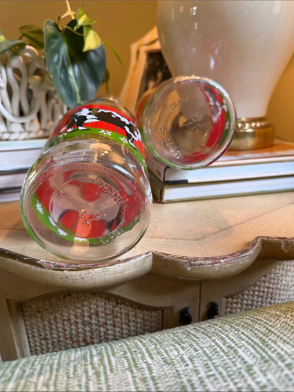 Vintage Le Parfait France Glass Milk Bottles. Pair of two .